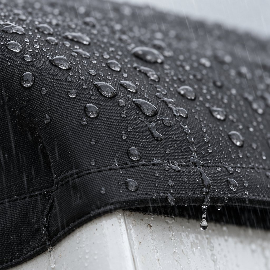 La pluie s’accumule sur le toit d’un camping-car